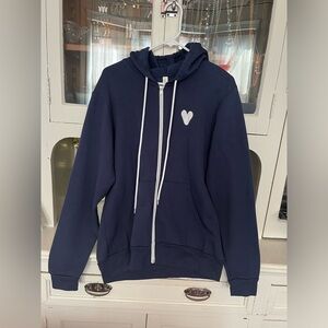 Blue Hoodie Full Zip Hoodie Heart logo